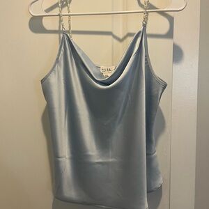 Elegant Blue Satin Cami Top